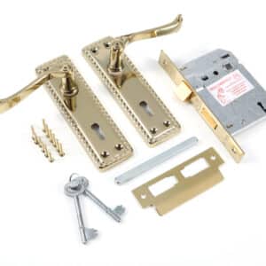 Lockset 3 Lever Brass Plated 6" Georgian Inyati Blister Packed