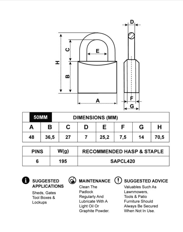 Padlock 50mm Brass Inyati Blister Packed - Image 5