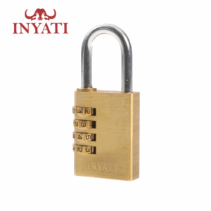 Padlock 40mm Combination Recodeable Inyati Brass 4 Wheel Inyati Blister Packed