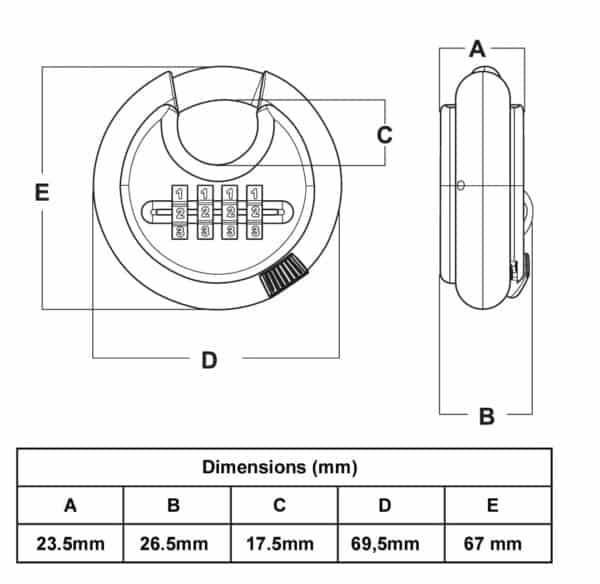 Padlock 70mm Discus Combination Red Recodeable Inyati Blister Packed - Image 3