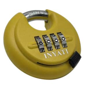 Padlock 70mm Discus Combination Yellow Recodeable Inyati Blister Packed